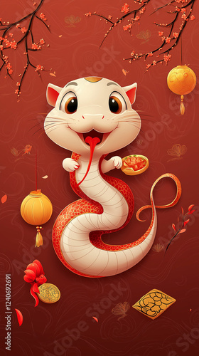 Happy Chinese New Year - Cute Snake Zodiac Character