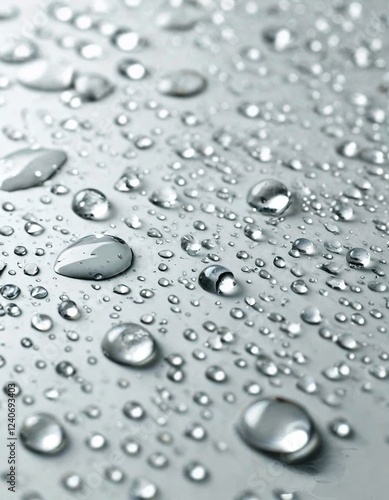 Wallpaper Mural Water droplets on a glossy surface, creating an abstract and refreshing texture Torontodigital.ca