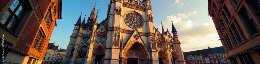 Intricate Speyer Cathedral exterior with figure, travel, history Intricate Speyer Cathedral exterior with figure, travel, history