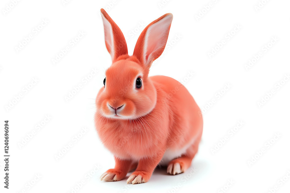 Red bunny rabbit portrait looking frontwise to viewer on white background Red bunny rabbit portrait looking frontwise to viewer on white background
