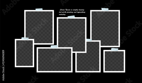 Photo collage gallery, paper frame element. Vector illustration 