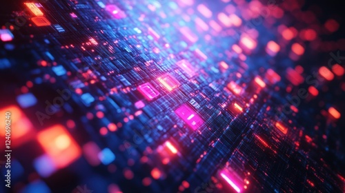 Wallpaper Mural Abstract digital data flow, glowing neon, futuristic background, tech concept Torontodigital.ca