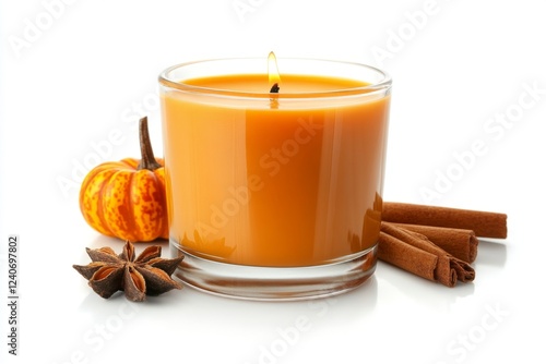 Autumn Spice Candle with Pumpkin Decor photo