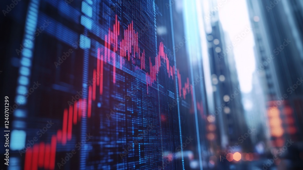 Obraz premium Stock Market Graph in a City Setting