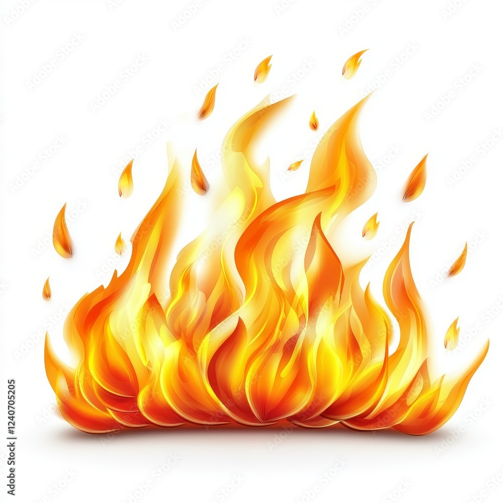 Drawing vector of flames of fire isolated on a white background