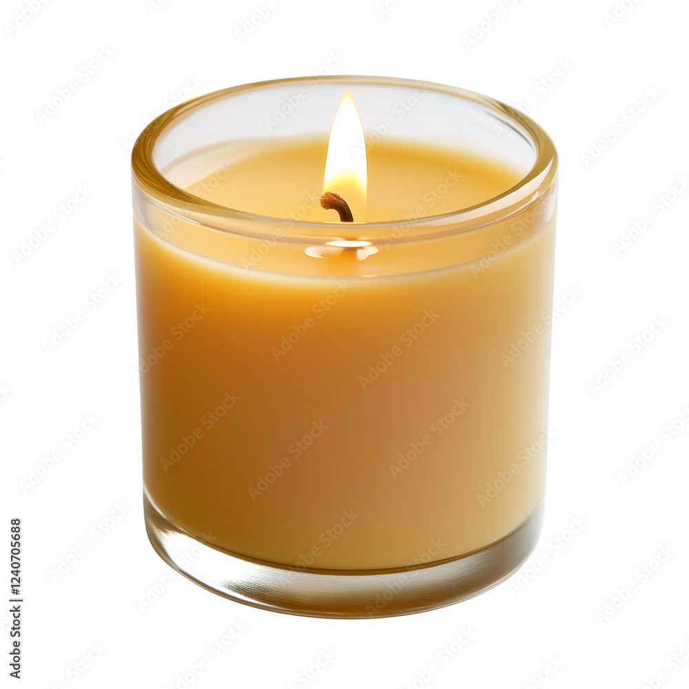 scented candle with flickering flame isolated on transparent white background scented candle with flickering flame isolated on transparent white background