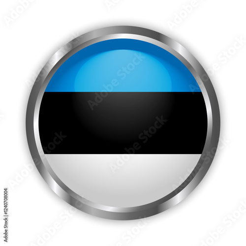 Free Download Estonia national flag button with silver frame. Estonia round badge icon. Vector illustration - GFXLoad