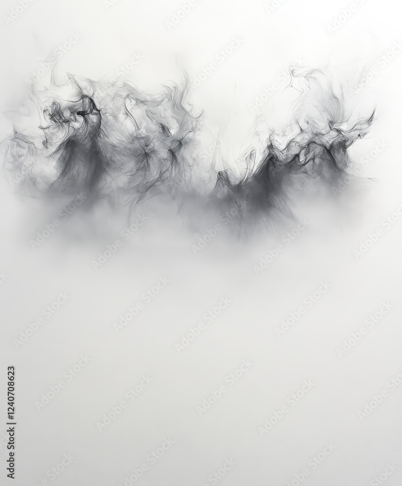 Abstract Smoke Art on White Background Creating Ethereal Feel Abstract Smoke Art on White Background Creating Ethereal Feel