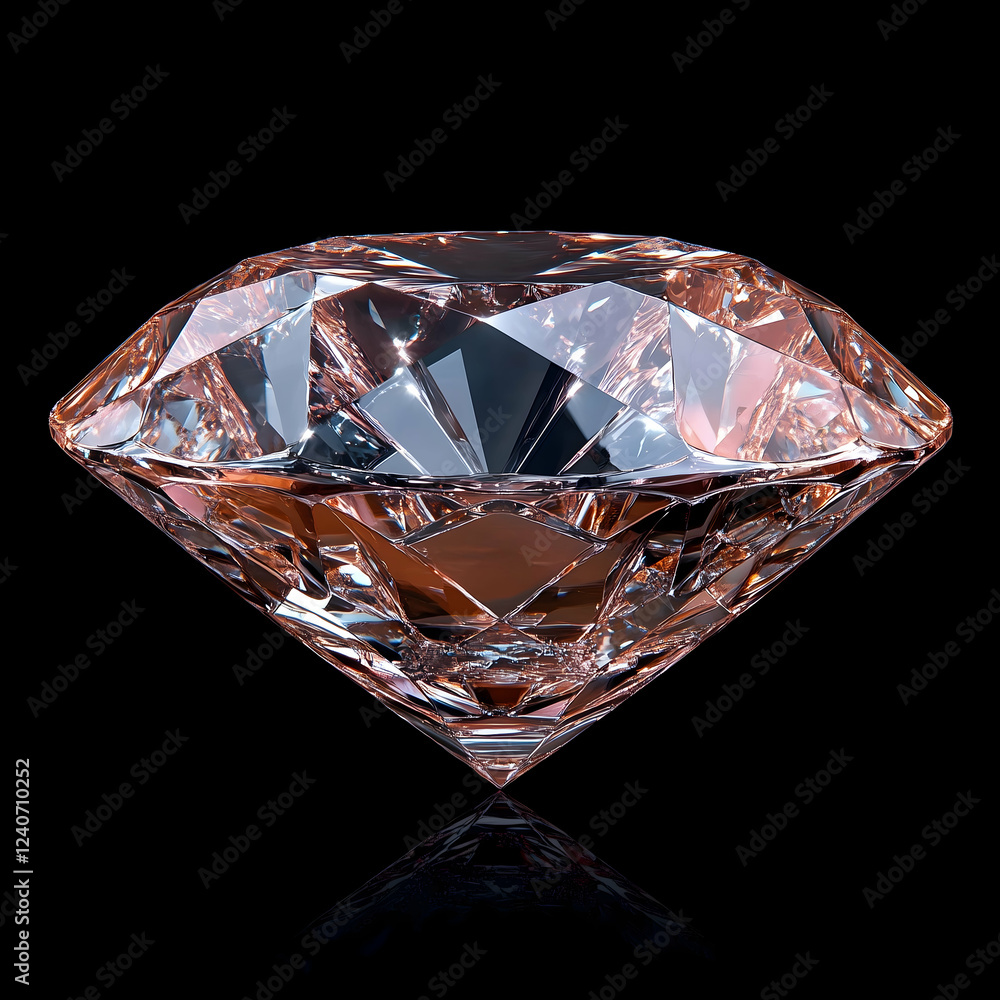 Mesmerizing pink diamond sparkling under soft light in a dark setting. Generative AI Mesmerizing pink diamond sparkling under soft light in a dark setting. Generative AI