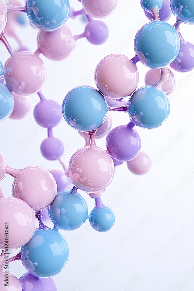 Abstract Pastel Molecular Structure With Pink, Blue, and Purple Abstract Pastel Molecular Structure With Pink, Blue, and Purple