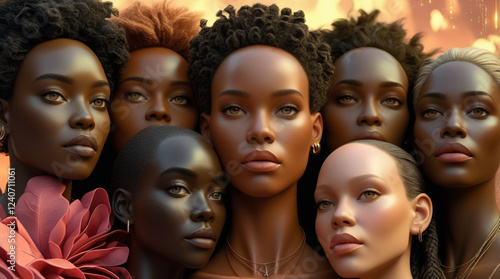 Group of girls with unique facial features and skin tones message of unity and togetherness