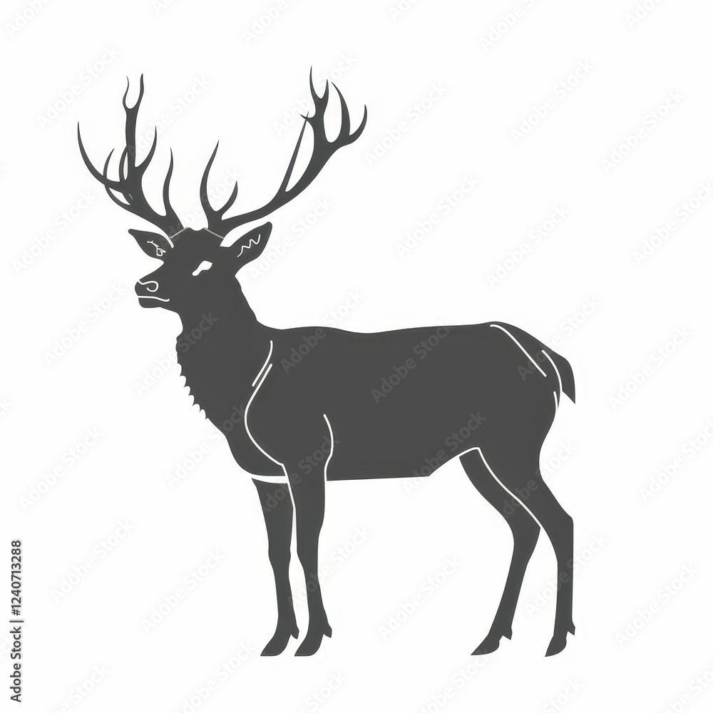 Obraz premium Silhouette of a majestic deer with antlers.