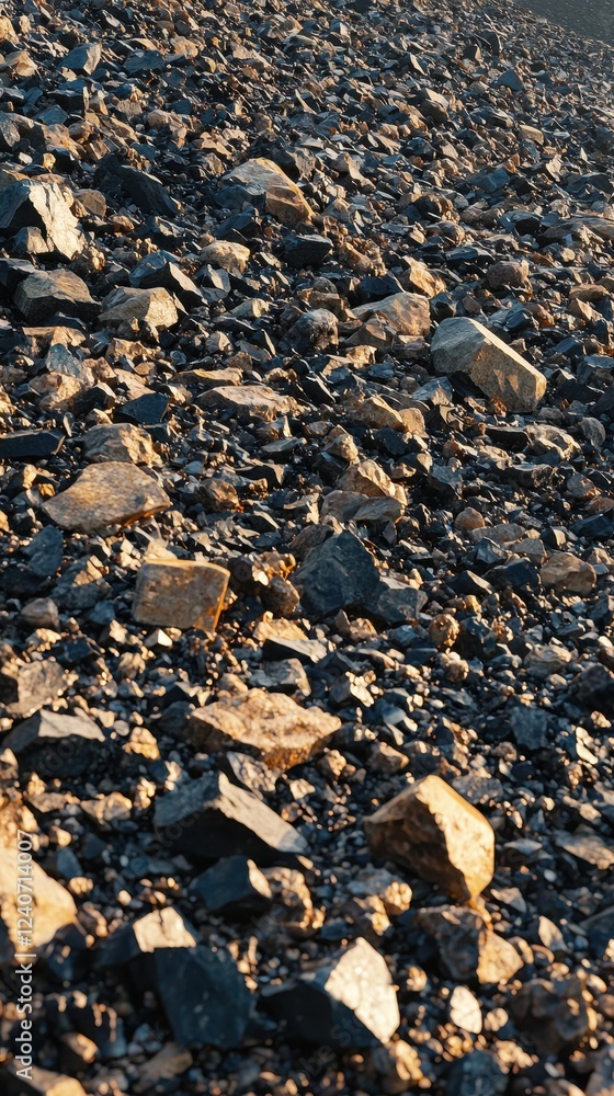 Close-Up of Steep Sloping Hillside with Angular Rocks and Earth Patches Close-Up of Steep Sloping Hillside with Angular Rocks and Earth Patches
