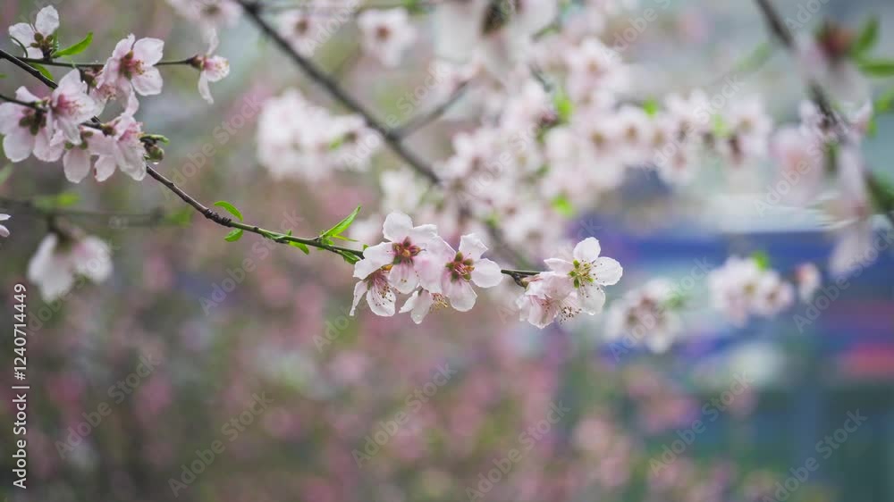 Cherry blossoms bloom beautifully in spring creating a stunning landscape of pink flowers Cherry blossoms bloom beautifully in spring creating a stunning landscape of pink flowers