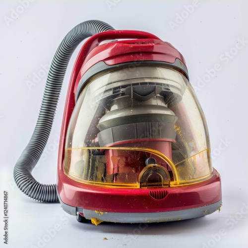 Red vacuum cleaner on a white background. photo