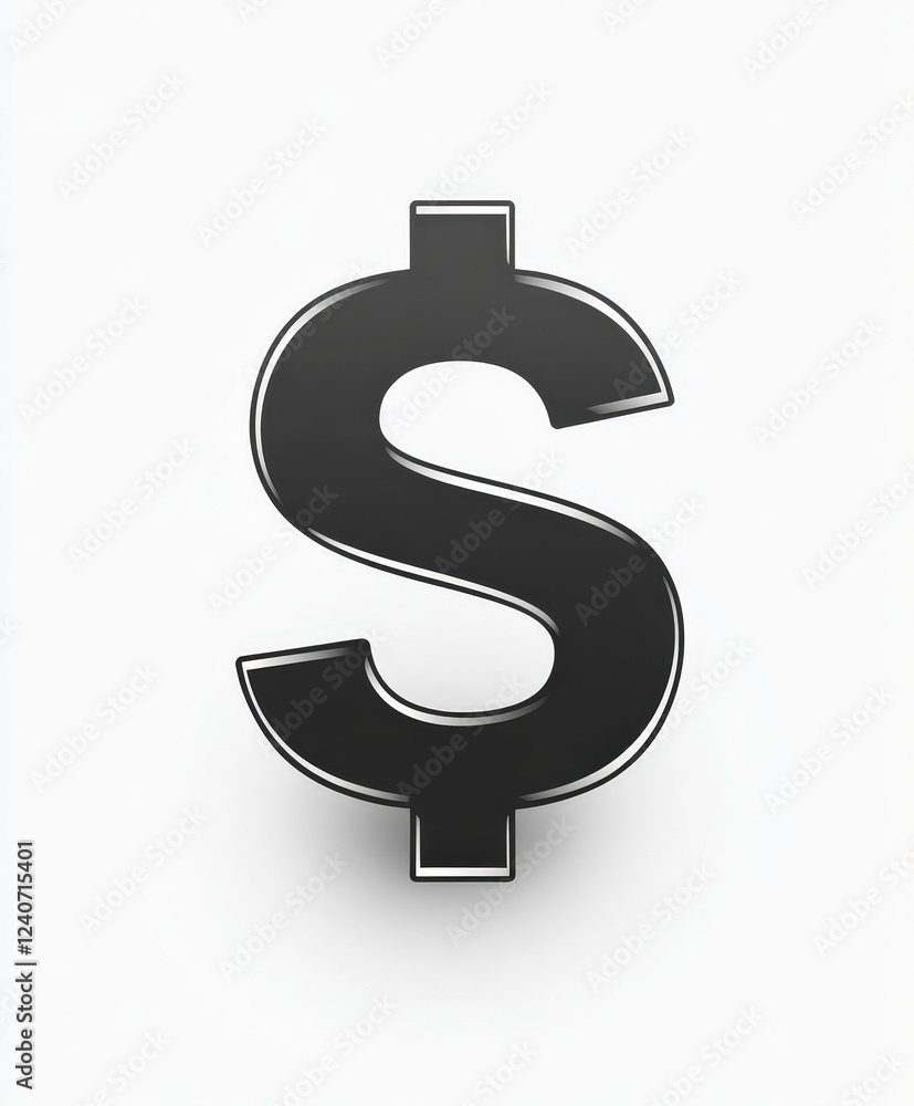 Black Dollar Sign on White Background for Financial Concepts Black Dollar Sign on White Background for Financial Concepts