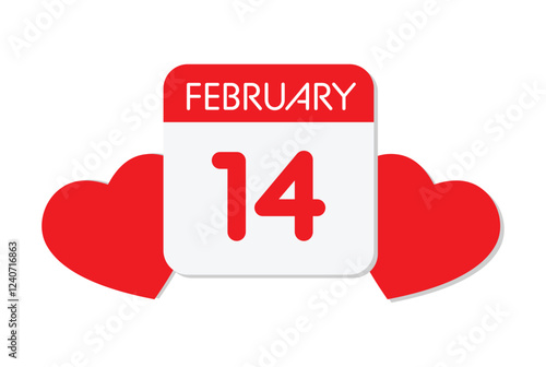 Valentine's Day. February 14 calendar day vector icon