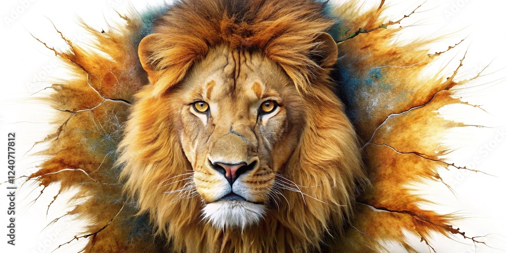 Naklejka premium Stunning Cracked Surface on Lion Fur Pattern