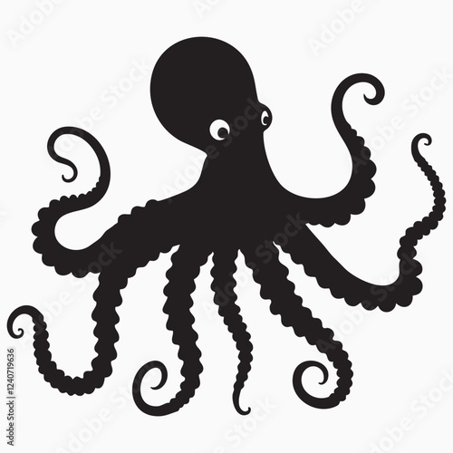 octopus isolated on white silhouette