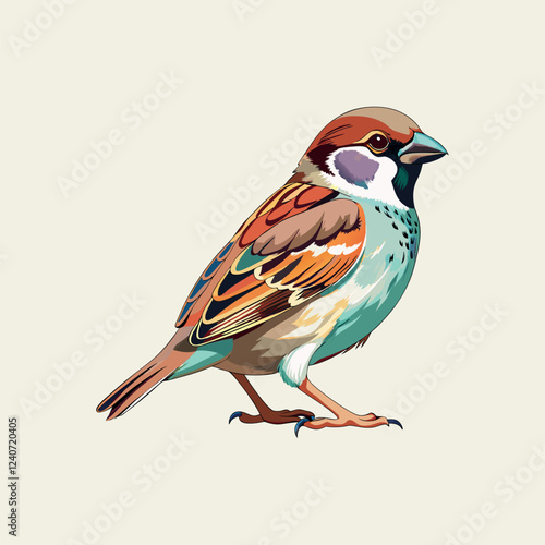 Colorful parrow bird hand painted art vector image artwork illustration