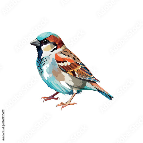 Hand painted art sparrow bird vector image artwork watercolor illustration
