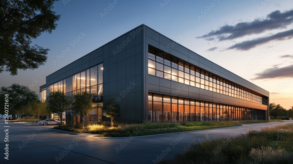 Modern Office Building at Dusk Modern Office Building at Dusk