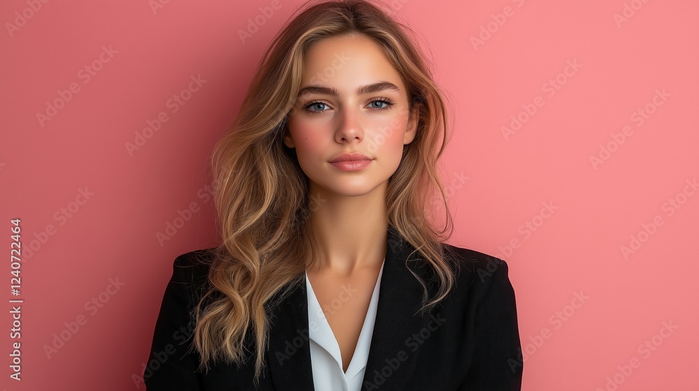 Professional woman in suit and tie on color background. Businessman. Startup. Trainer. Manager. Classic suit Professional woman in suit and tie on color background. Businessman. Startup. Trainer. Manager. Classic suit