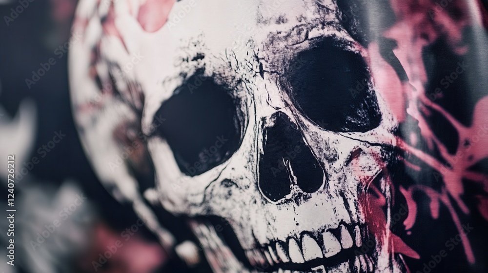 Stylized Skull Illustration: Close-up of a detailed skull with artistic splashes, suitable for Halloween or tattoo designs. Stylized Skull Illustration: Close-up of a detailed skull with artistic splashes, suitable for Halloween or tattoo designs.