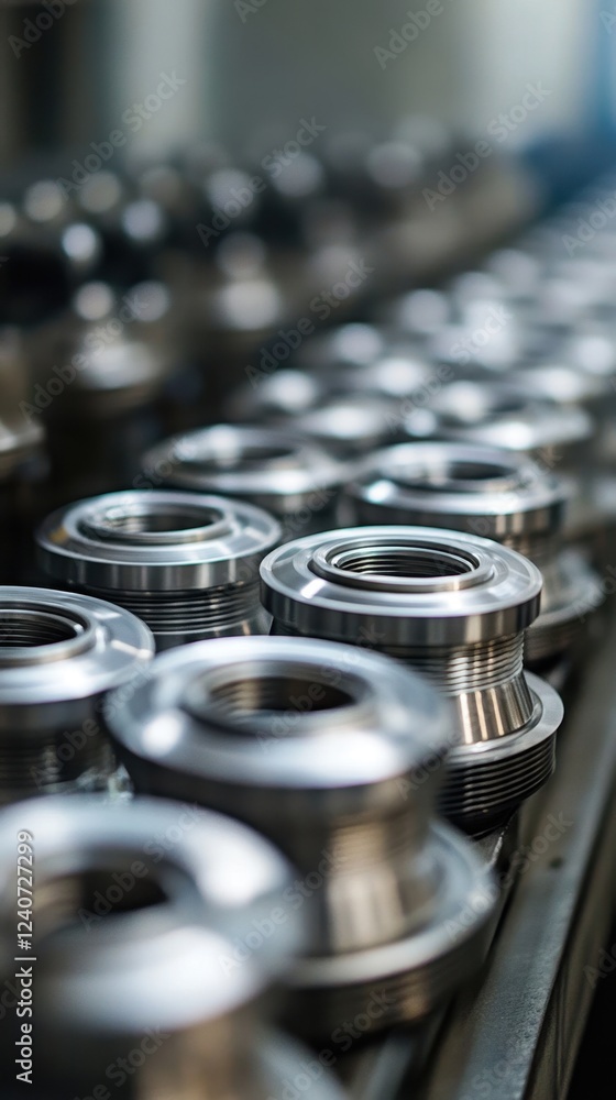 Precisely Machined Metal Parts in a Factory Setting Precisely Machined Metal Parts in a Factory Setting