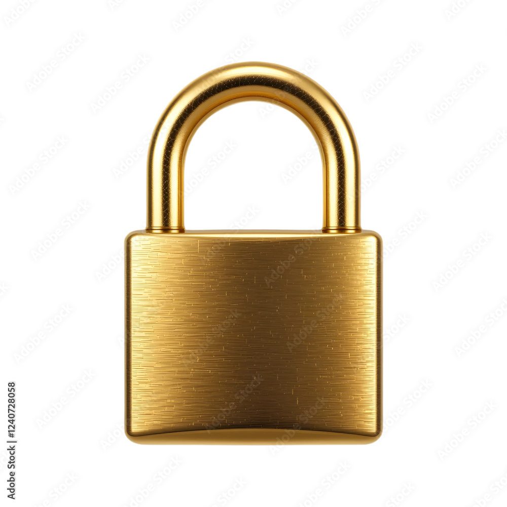 A gold padlock with a brushed metal finish, isolated on a black background. A gold padlock with a brushed metal finish, isolated on a black background.