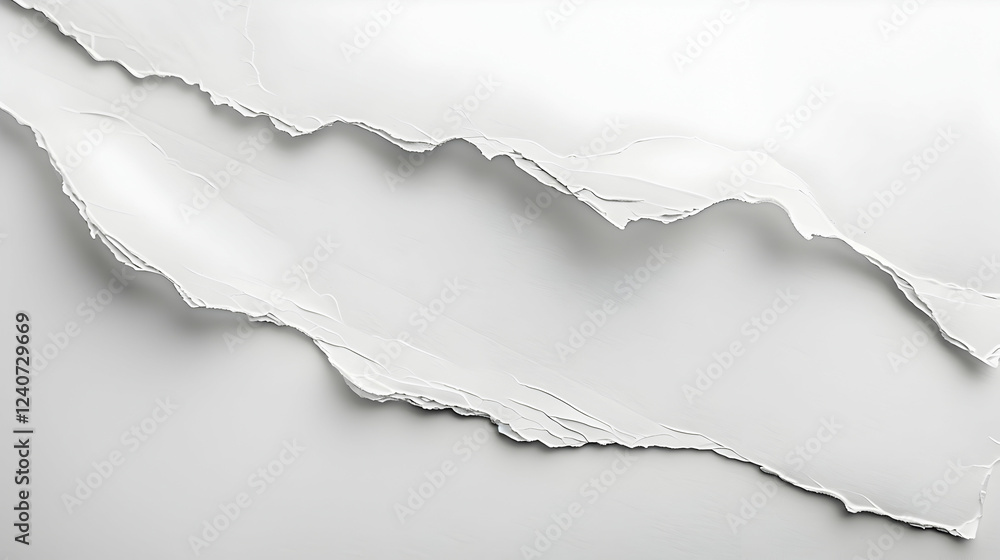 Abstract white torn paper texture with soft shadows, creating a minimalist background effect Abstract white torn paper texture with soft shadows, creating a minimalist background effect