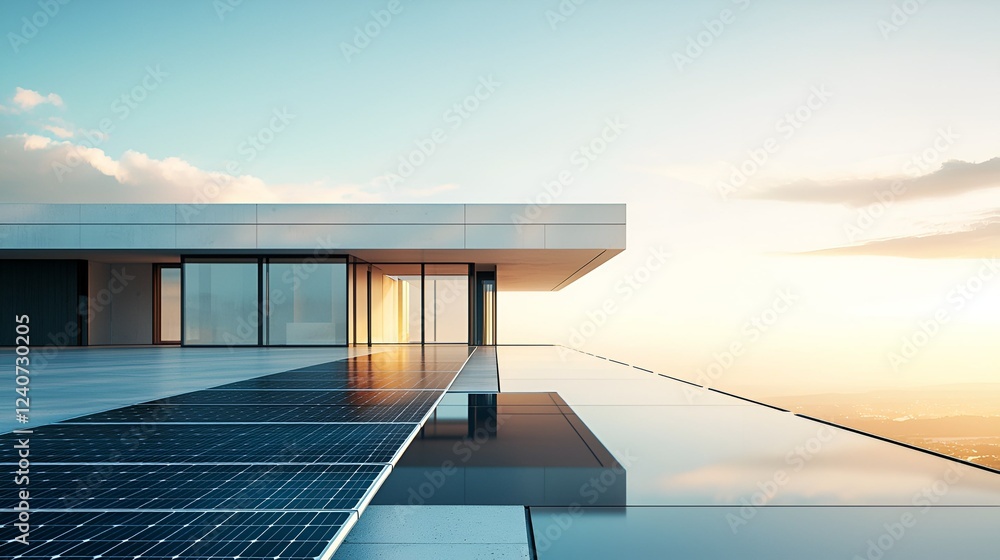 Fototapeta premium morden building with solar pannel 