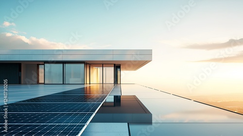 morden building with solar pannel 