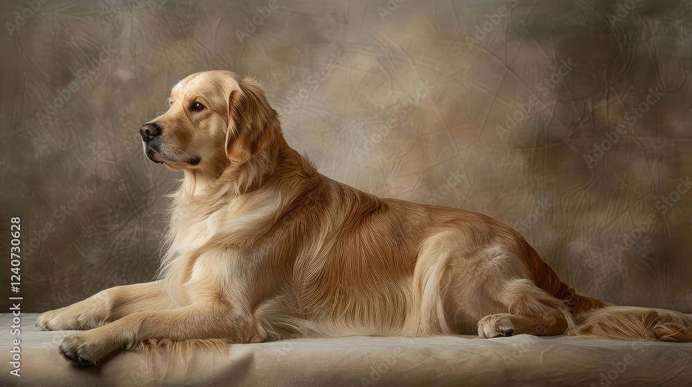 A beautiful golden retriever sitting on the floor A beautiful golden retriever sitting on the floor