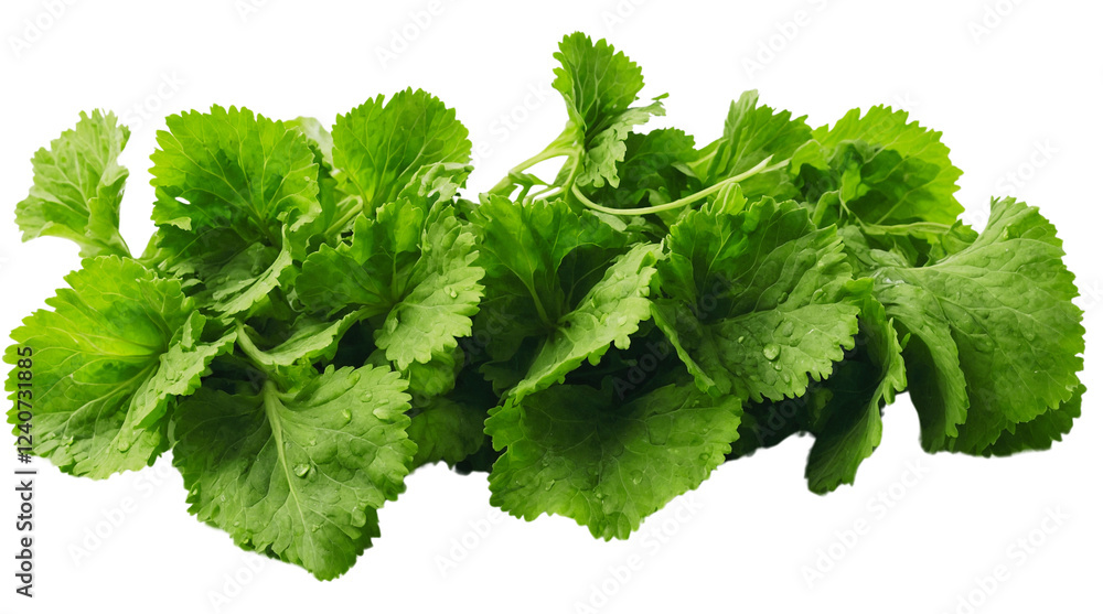 A close-up image of a bunch of fresh wasabi leaves
A close-up image of a bunch of fresh wasabi leaves