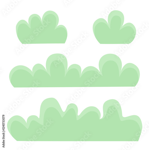 Green bushes. Cartoon forest and park shrubbery