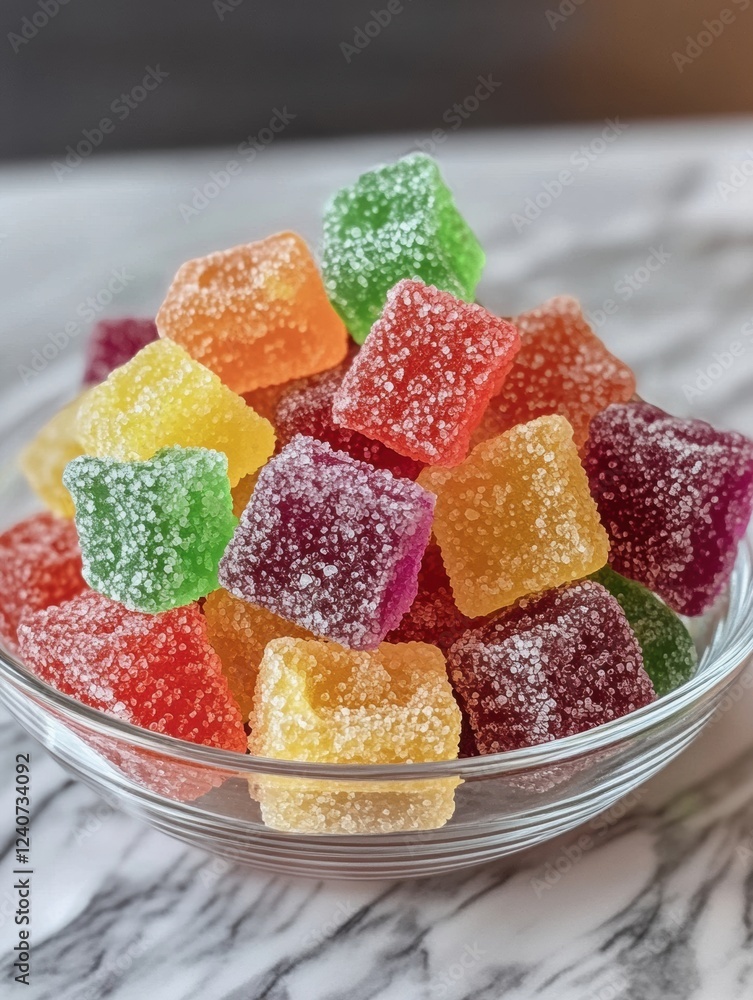 A bowl of colorful Cannabis candy with a variety of flavors A bowl of colorful Cannabis candy with a variety of flavors