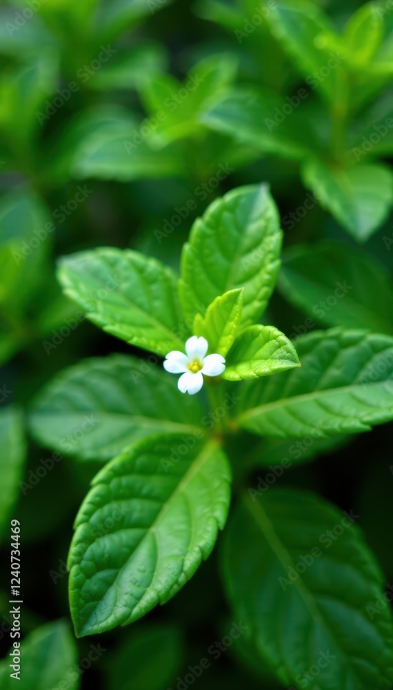 Low-growing evergreen shrub with waxy leaves and small white flowers, flora, leafy greens, parasitic Low-growing evergreen shrub with waxy leaves and small white flowers, flora, leafy greens, parasitic