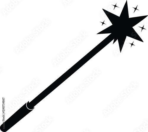 magic wand silhouette,Magician, wizard, spell vector icons