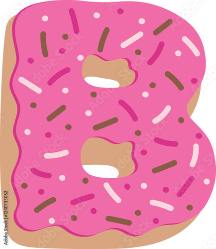 Strawberry Donut Dipped Cream Baked Alphabet B