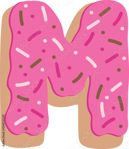 Strawberry Donut Dipped Cream Baked Alphabet M