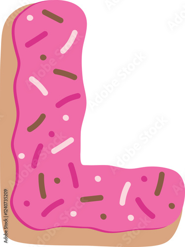 Strawberry Donut Dipped Cream Baked Alphabet L