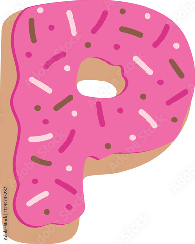 Strawberry Donut Dipped Cream Baked Alphabet P