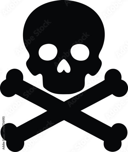 Skull and crossbones silhouette. Death symbol, danger or poison vector icon