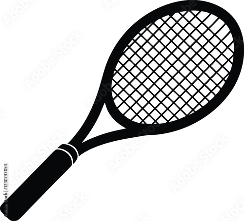 Tennis racket silhouette,Tennis racket and ball silhouette icon vector