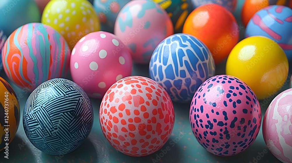 Various brightly colored Easter eggs featuring intricate patterns are showcased together, capturing the spirit of spring festivities and holiday cheer. Various brightly colored Easter eggs featuring intricate patterns are showcased together, capturing the spirit of spring festivities and holiday cheer.