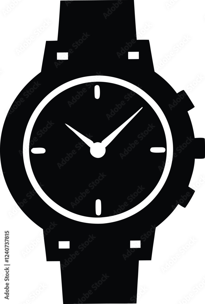 wrist watch vector silhouette.wristwatch and bracelet flat vector icon wrist watch vector silhouette.wristwatch and bracelet flat vector icon