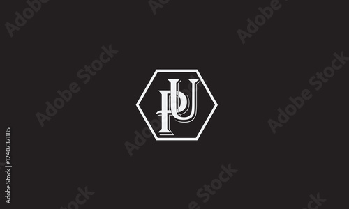 PU, UP, U, P Abstract Letters Logo Monogram	