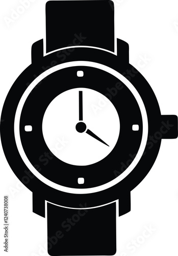 wrist watch vector silhouette.wristwatch and bracelet flat vector icon