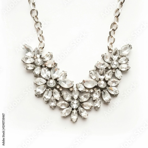 Wallpaper Mural Elegant silver necklace with sparkling gems. Torontodigital.ca